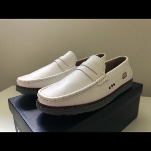 White Tumbled leather loafer
